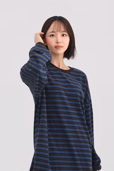 딥블루 리니어 오버사이즈 티셔츠